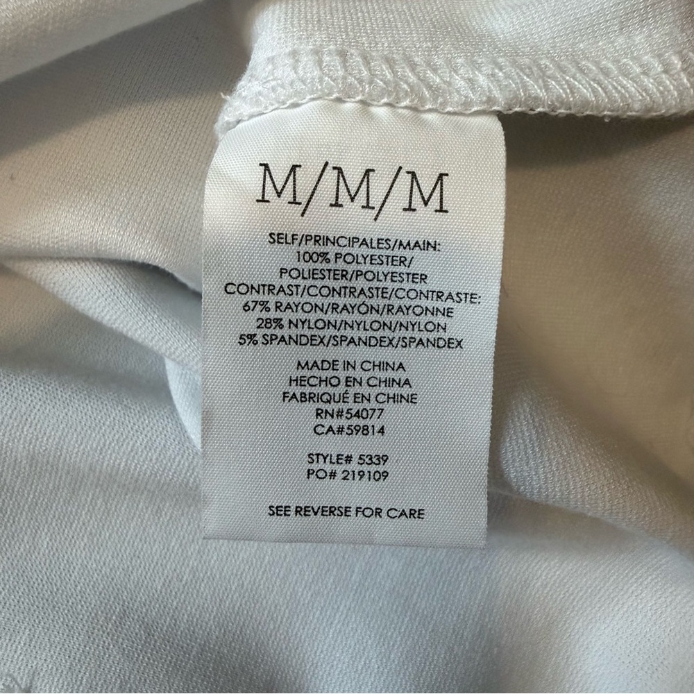 CAbi 5349 Indulge Blouse White Draped Blouse with stretch waist sz medium - Picture 10 of 11